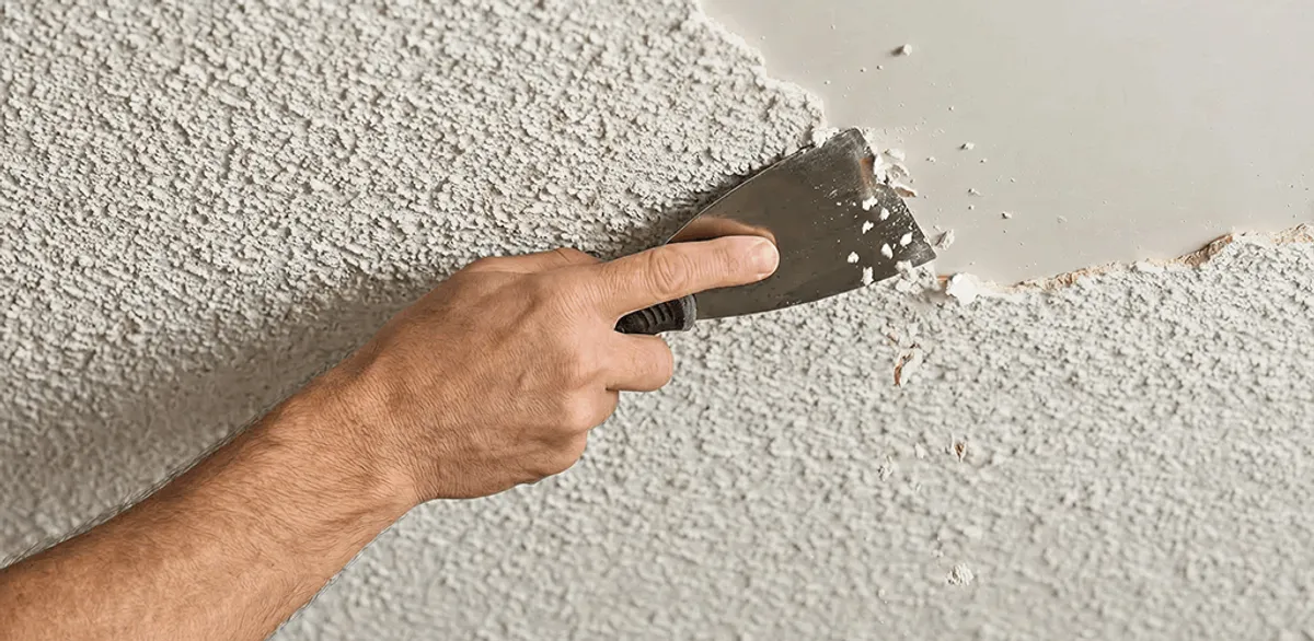 Popcorn ceiling removal scraping off textured ceiling finish in Minneapolis, MN