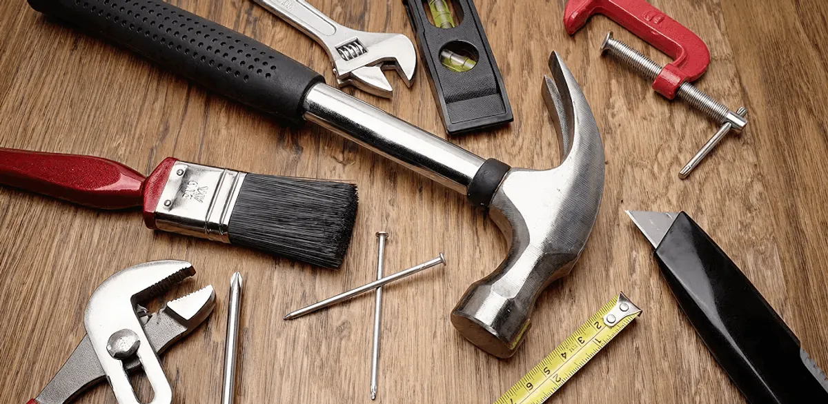 Handyman tools laid out for home repair and maintenance work in Minneapolis, MN